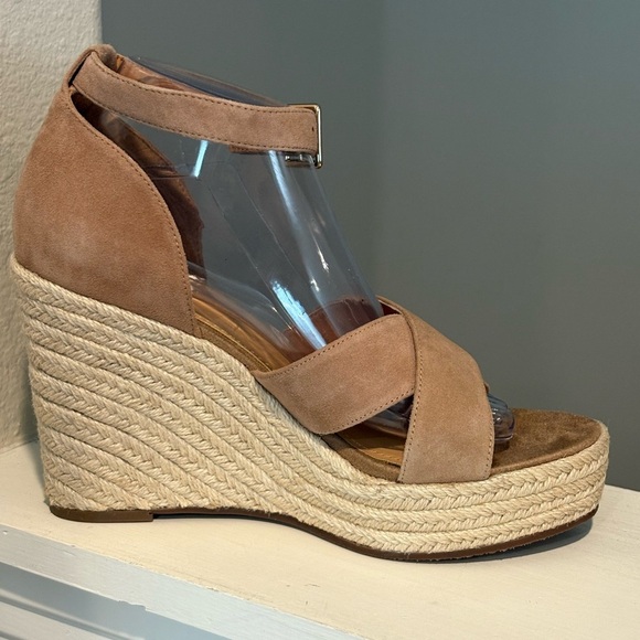 LISA VICKY Nordstrom Gemi Espadrille Wedge Sandal Cognac Suede WMN Size 9.5 NIB - Picture 5 of 9